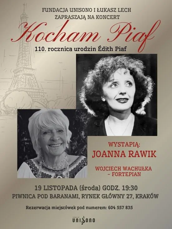 Kocham Piaf - wieczór z piosenką francuską w wykonaniu Joanny Rawik