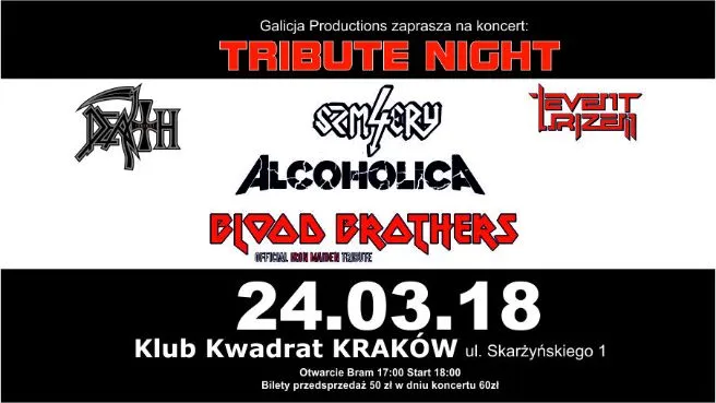 Tribute Night – Blood Brothers, Alcoholica, 4 Szmery, Event Urizen, Death Revival