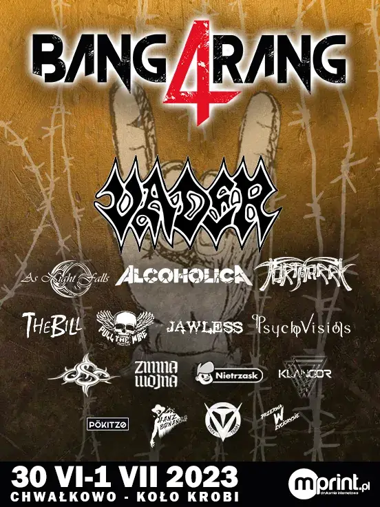 BANGARANG 4 FESTIVAL: Vader, Tortharry, As Night Falls, The Bill, Pull The Wire, Alcoholica, Jawless, Zimna Wojna, OSC, Nietrzask, Klangor, Psycho Visions