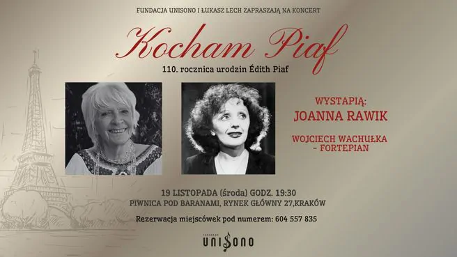 Kocham Piaf - wieczór z piosenką francuską w wykonaniu Joanny Rawik
